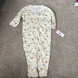 🧸✈️Dream Baby Footie Onesie White NWT 6 months teddy bear baby paper airplane